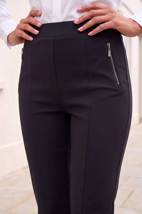Roman Black Ponte Zip Slim Trouser - 20 Image 4