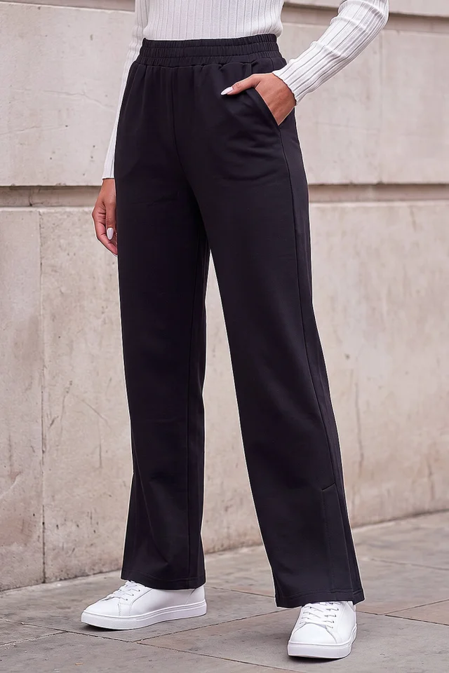 Dusk Black Soft Touch Wide Leg Trouser