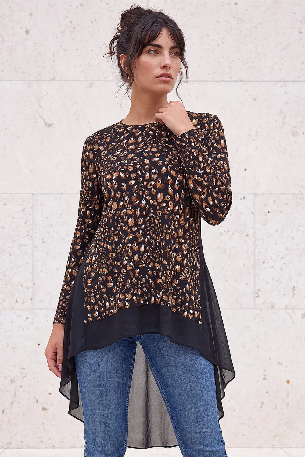 Roman Tan Abstract Print Tunic - 18 Image 1