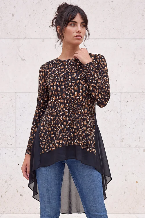 Roman Tan Abstract Print Tunic - 18 Image 1