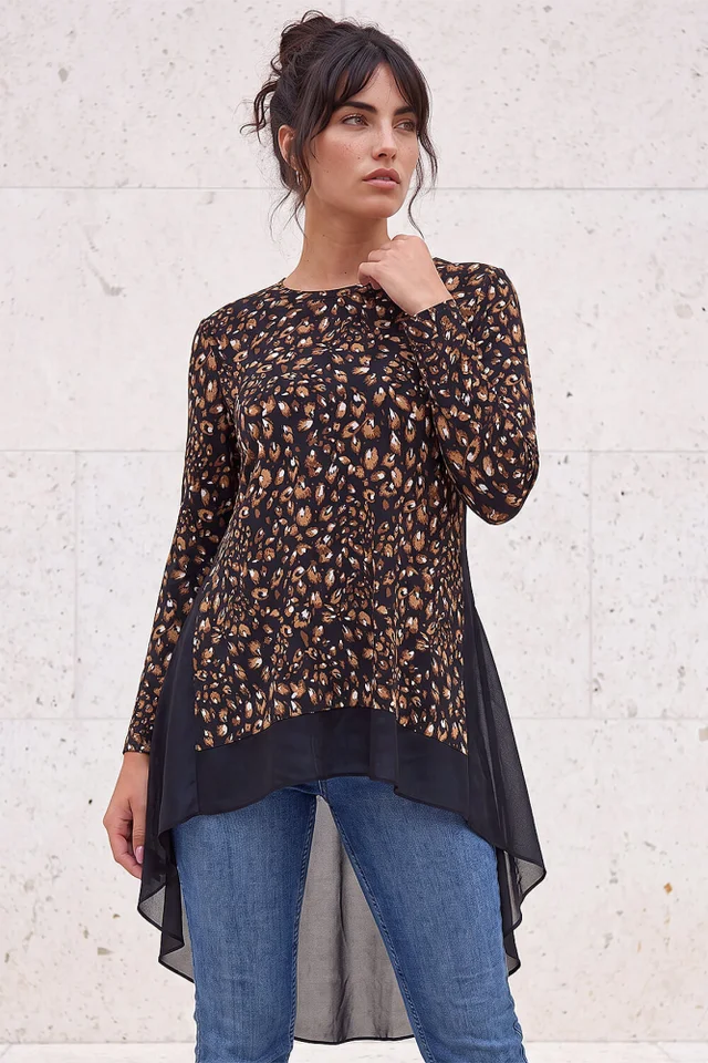 Roman Tan Abstract Print Tunic