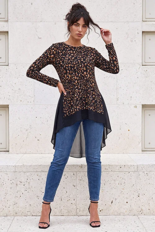 Roman Tan Abstract Print Tunic - 18 Image 2