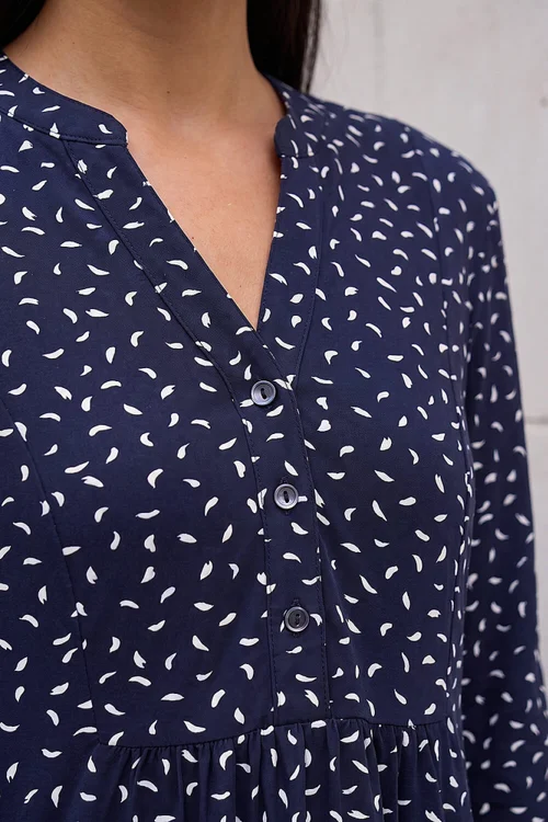 Roman Navy Ditsy Spot Puff Print Tunic Top - 14 Image 4