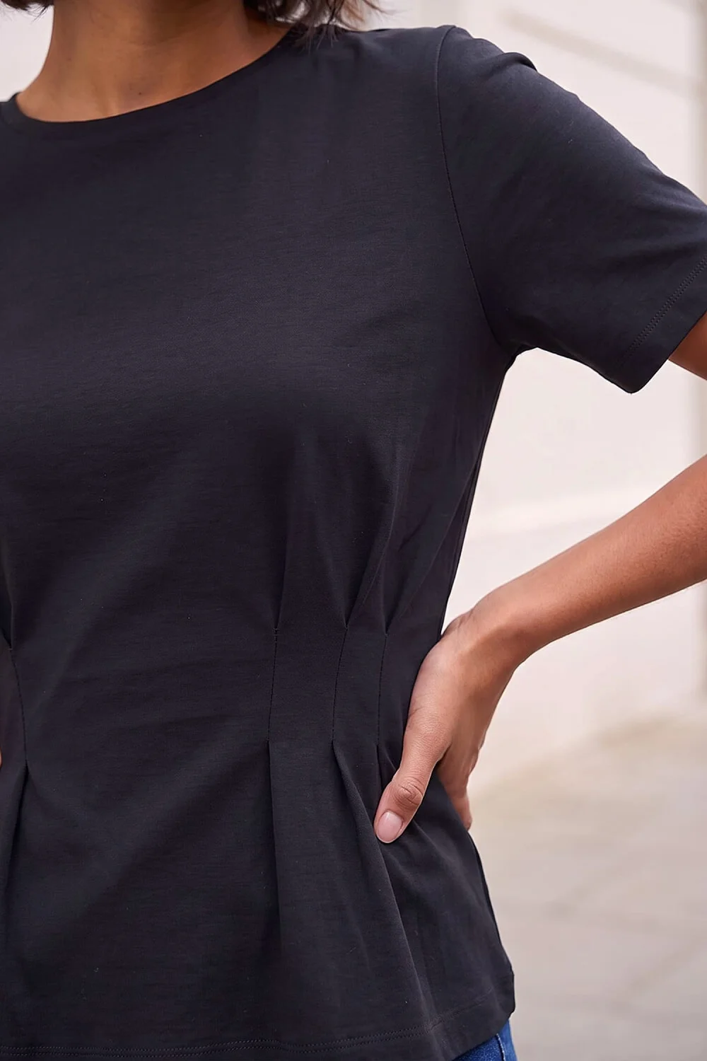 Dusk Black Pintuck Stretch T-shirt - 12 Image 4
