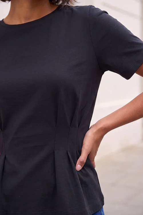 Dusk Black Pintuck Stretch T-shirt - 12 Image 4