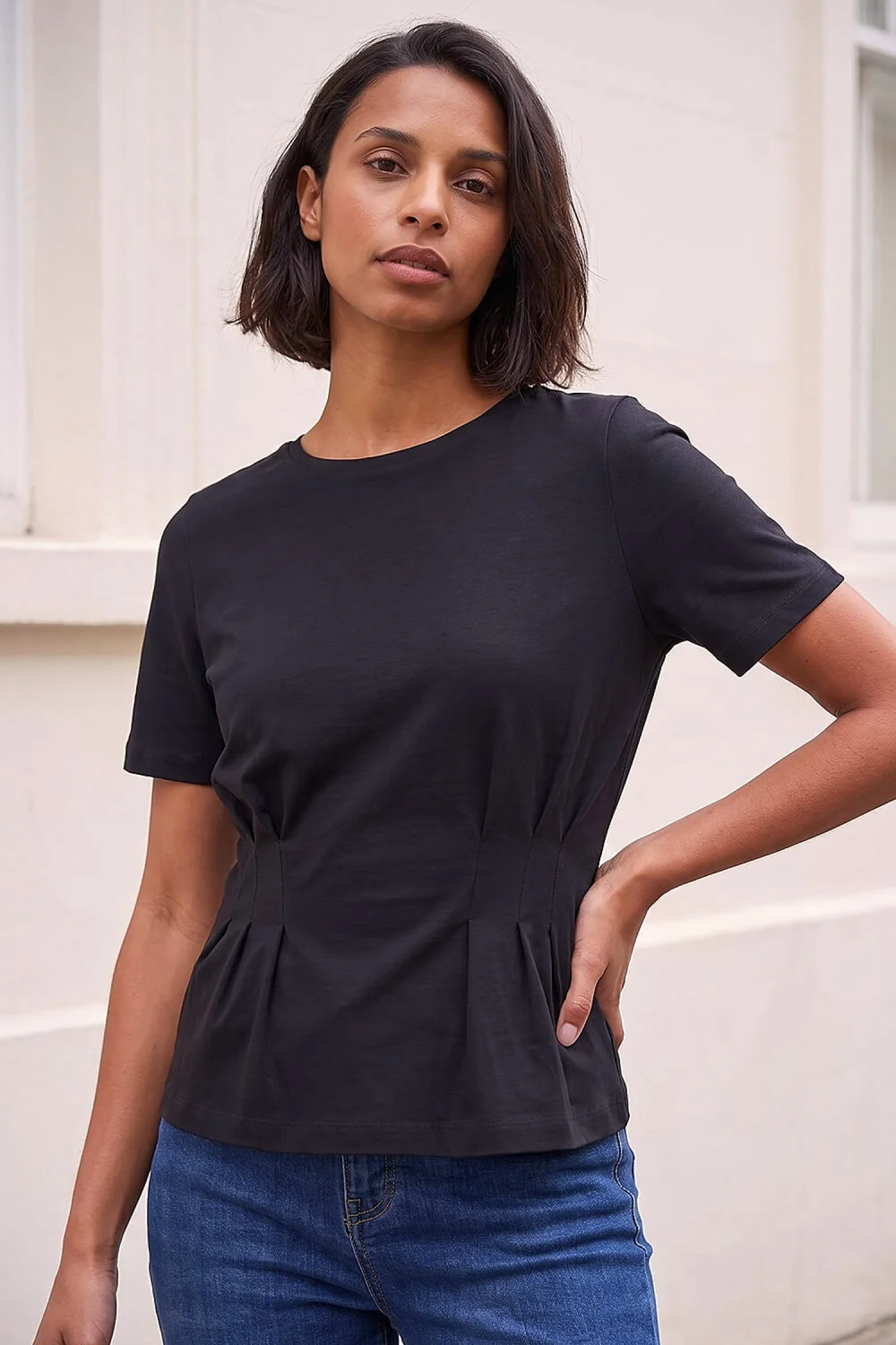 Dusk Black Pintuck Stretch T-shirt - 12 Image 1