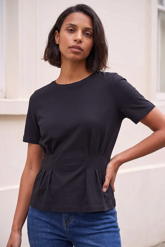 Dusk Black Pintuck Stretch T-shirt