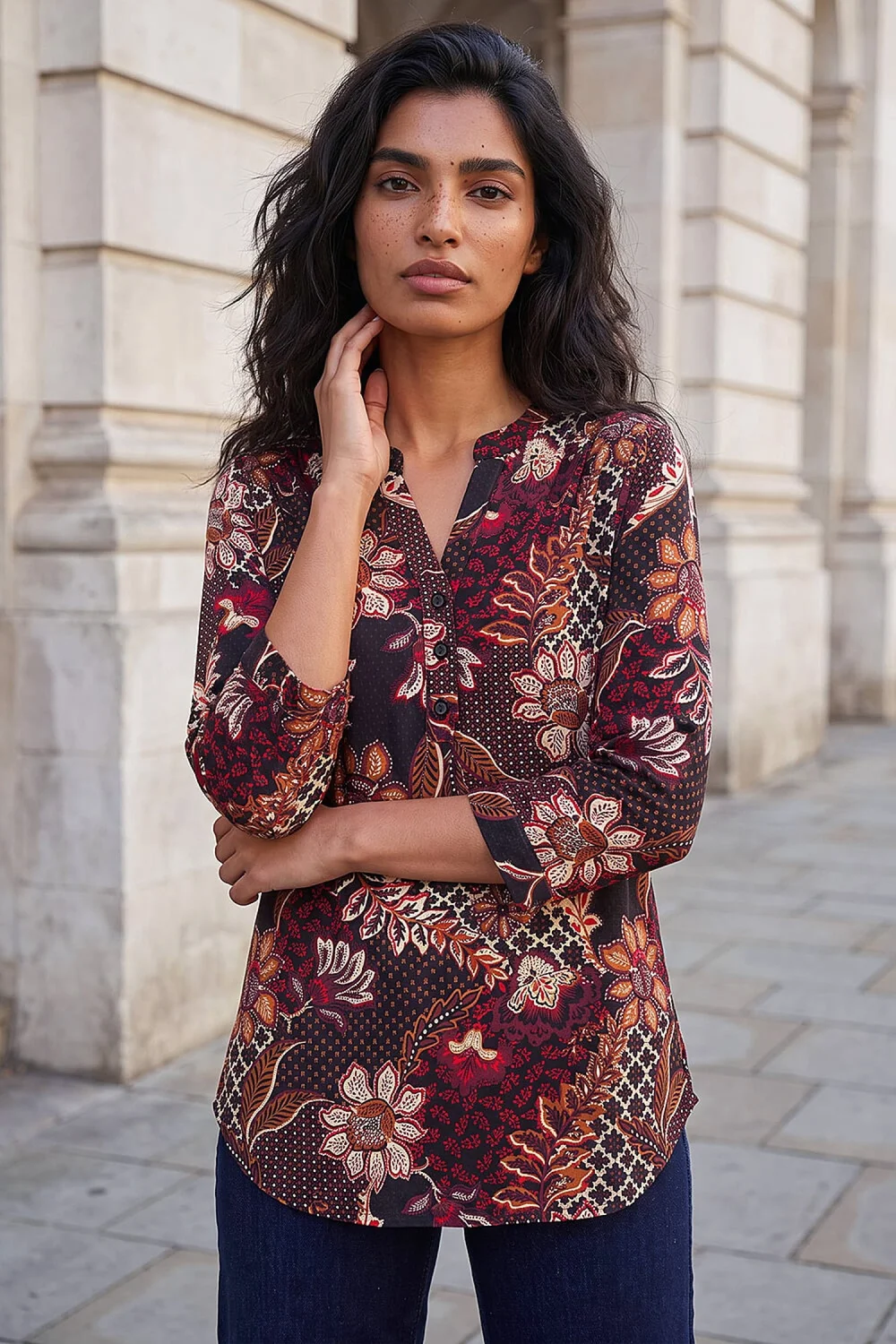 Roman Red Floral Puff Shirt - 16 Image 1