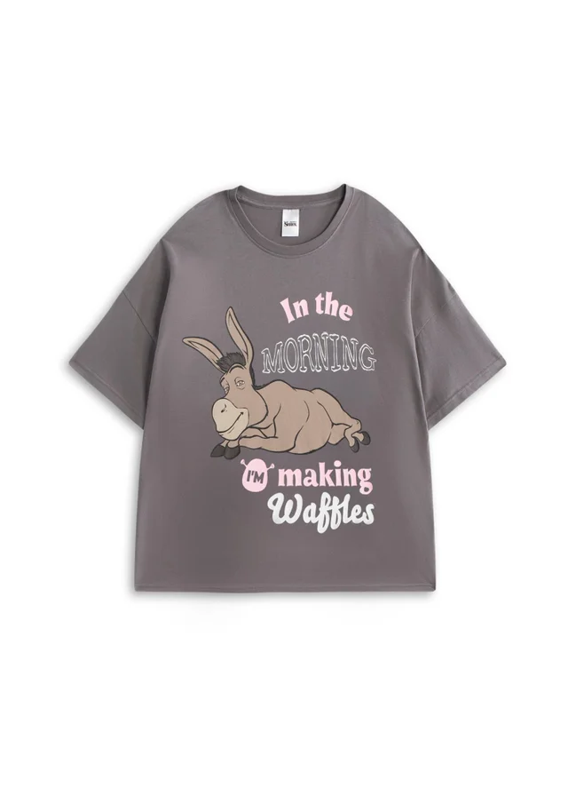 Vanilla Underground Shrek Womens Multicoloured Donkey Short Sleeve Long Leg Pyjama Set (XS-XL)