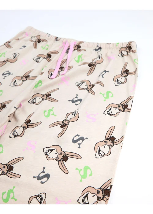 Vanilla Underground Shrek Womens Multicoloured Donkey Short Sleeve Long Leg Pyjama Set (XS-XL) - S Image 4