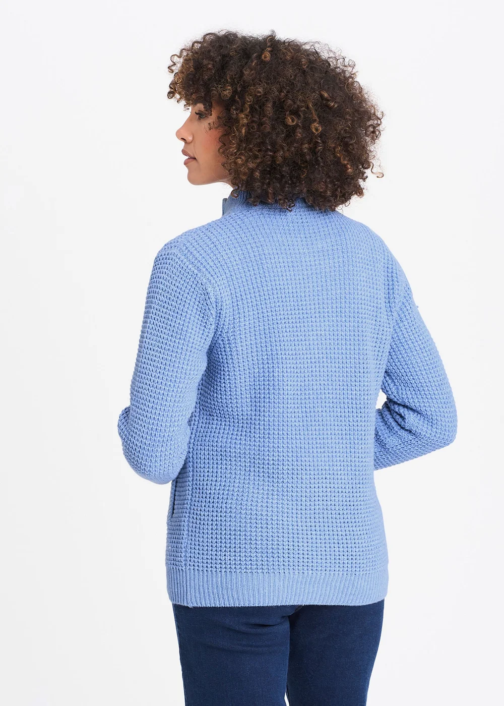Cotton Traders Arctic Blue Borg Trim Cardigan - 2XL Image 2
