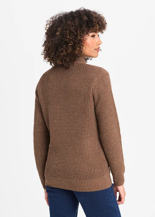 Cotton Traders Walnut Borg Trim Cardigan - XL Image 2