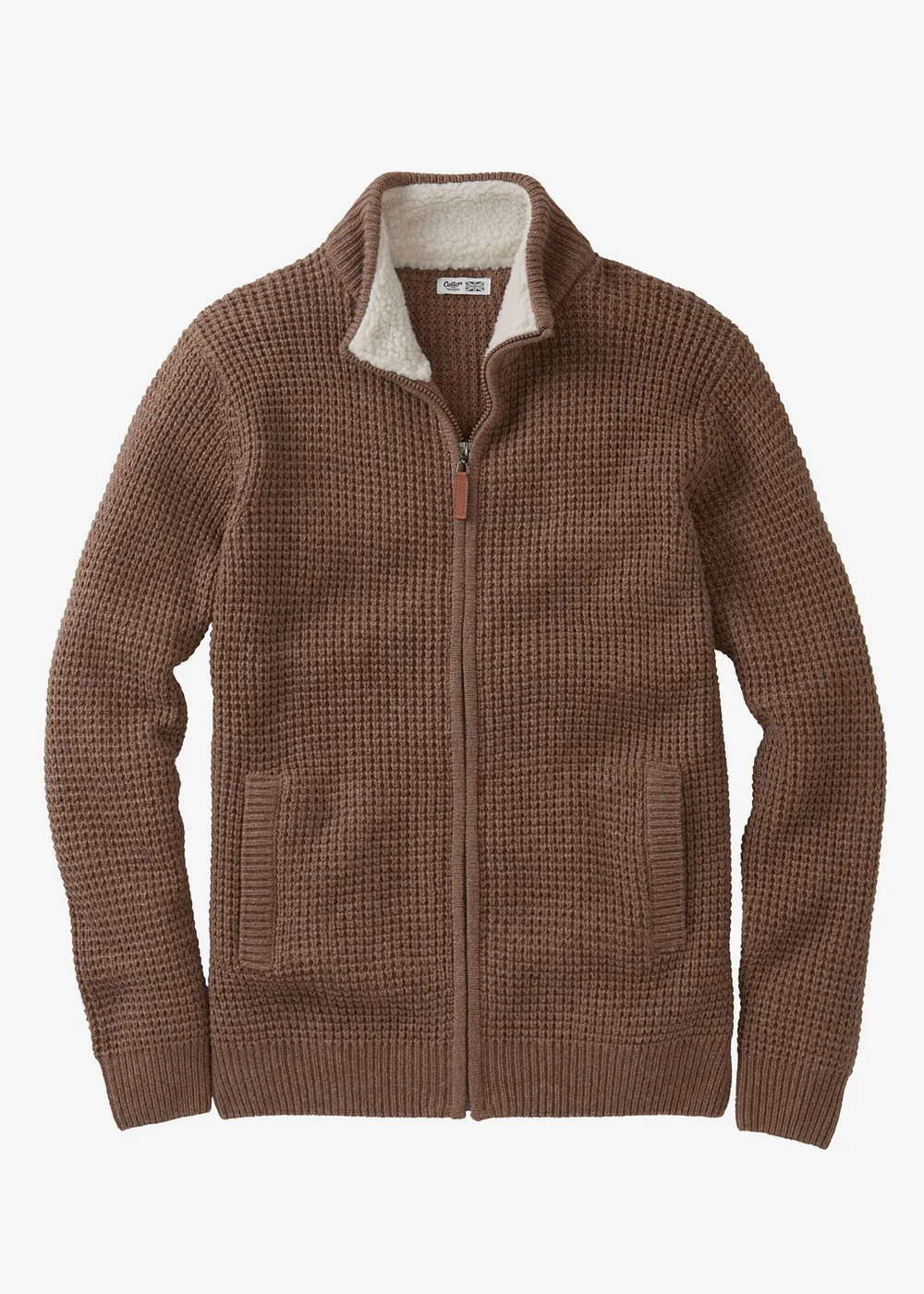 Cotton Traders Walnut Borg Trim Cardigan - XL Image 4
