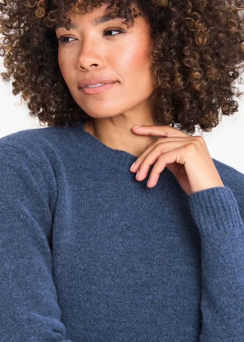 Cotton Traders Blue Dusk Cosy Knit Crew Neck Jumper - L Image 3