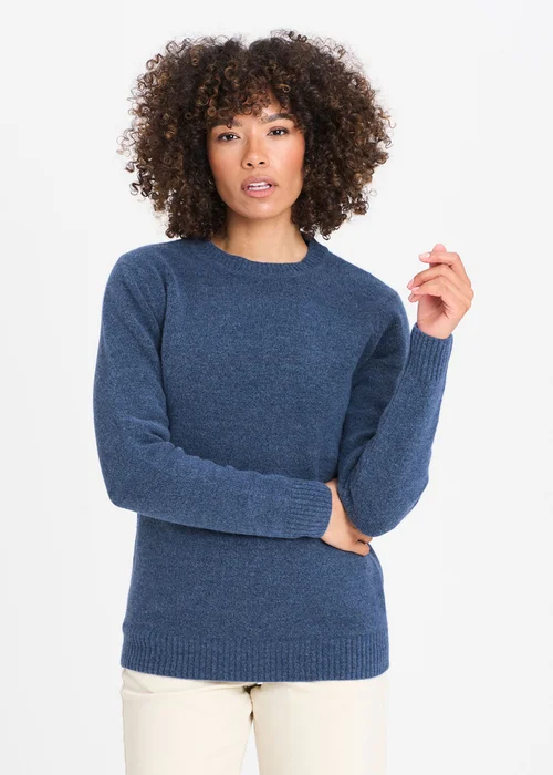Cotton Traders Blue Dusk Cosy Knit Crew Neck Jumper - L Image 1