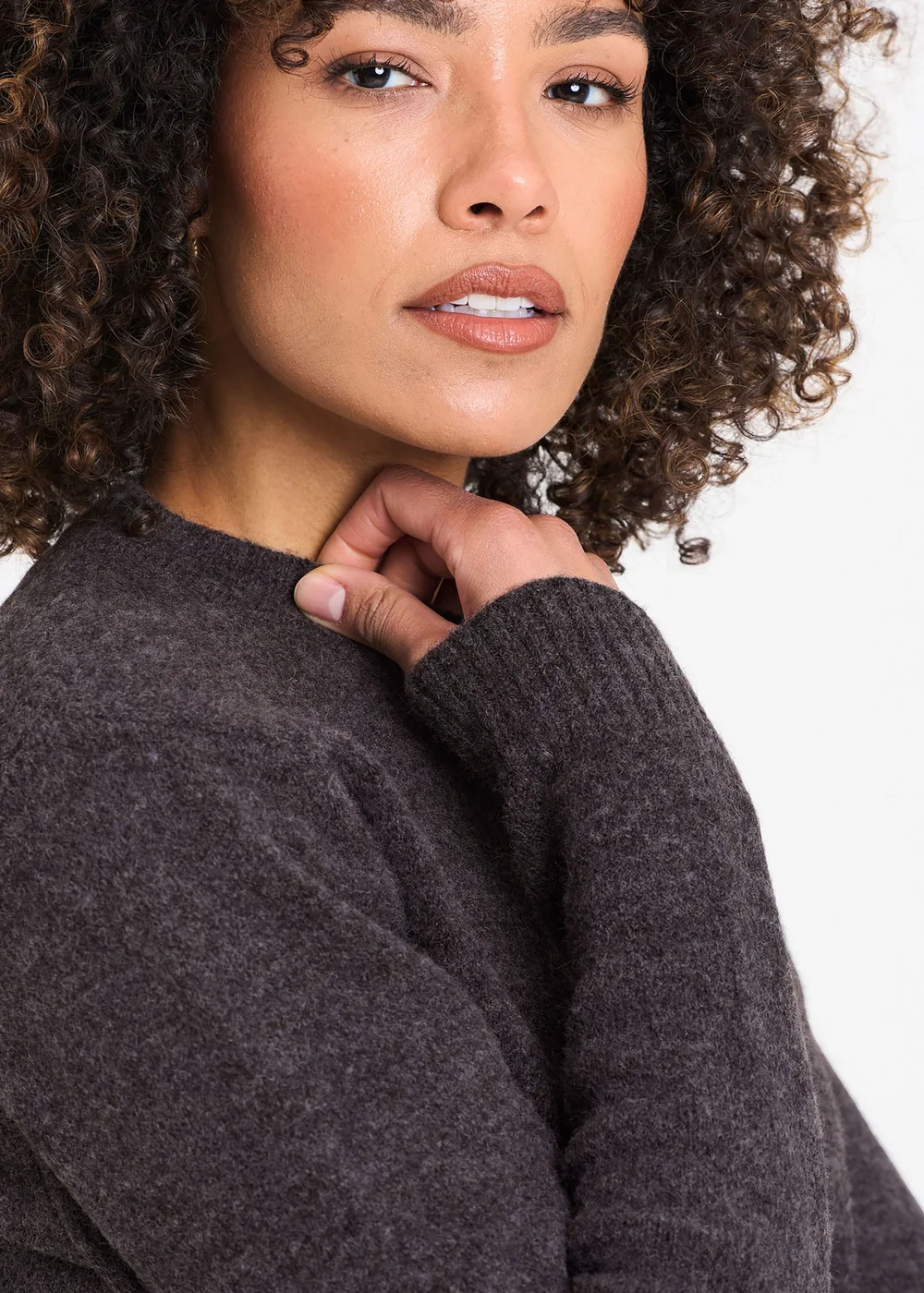 Cotton Traders Charcoal Cosy Knit Crew Neck Jumper - L Image 3