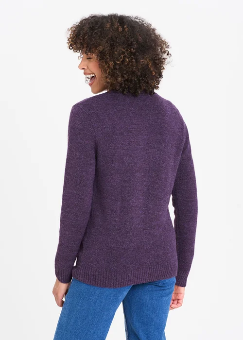 Cotton Traders Blackcurrant Cosy Knit Crew Neck Jumper - L Image 2