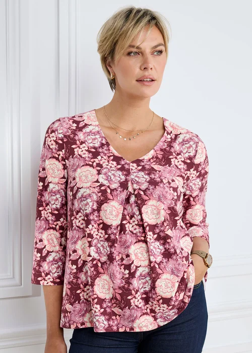 Cotton Traders Mulberry V Neck 3/4 Sleeve Jersey Top - 18 Image 2