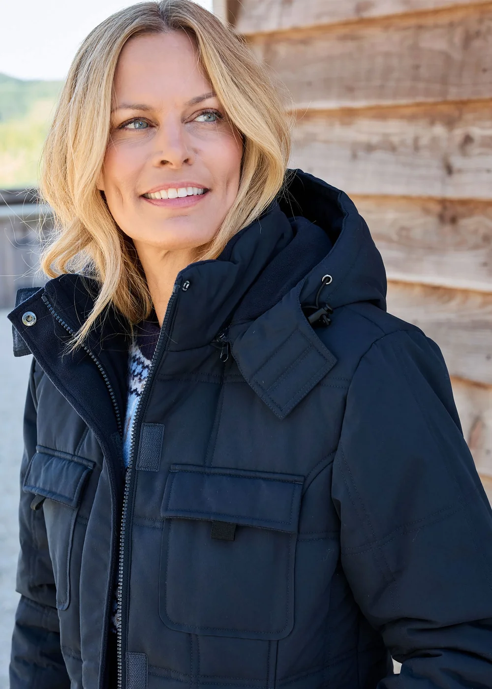 Cotton Traders Navy Short Padded Hooded Coat - 16 Image 4