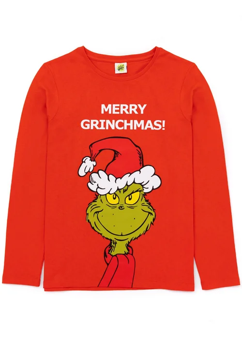 Vanilla Underground The Grinch Unisex Red Merry Grinchmas Slogan Long Sleeve Long Leg Pyjama Set (S-XL) - XL Image 3