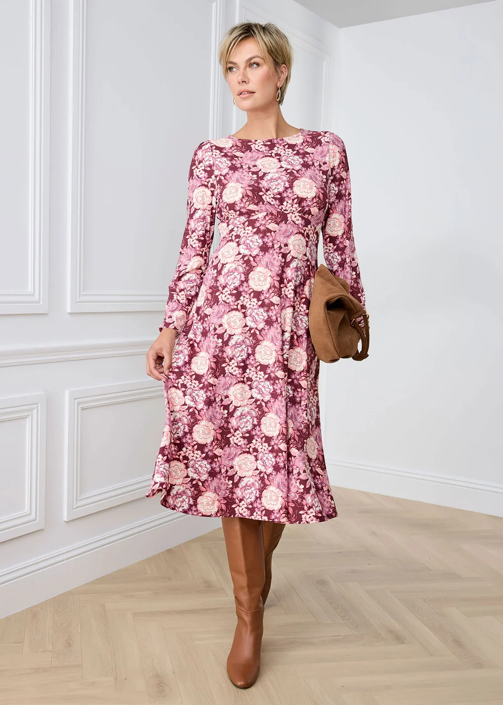 Cotton Traders Mulberry Print Jersey Midi Dress - 20 Image 2