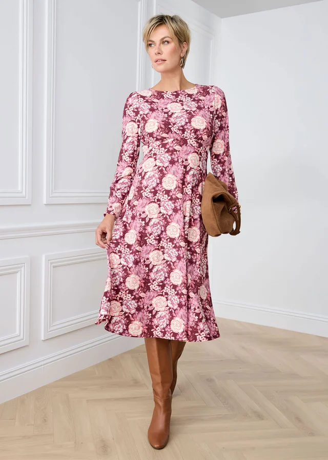 Cotton Traders Mulberry Print Jersey Midi Dress