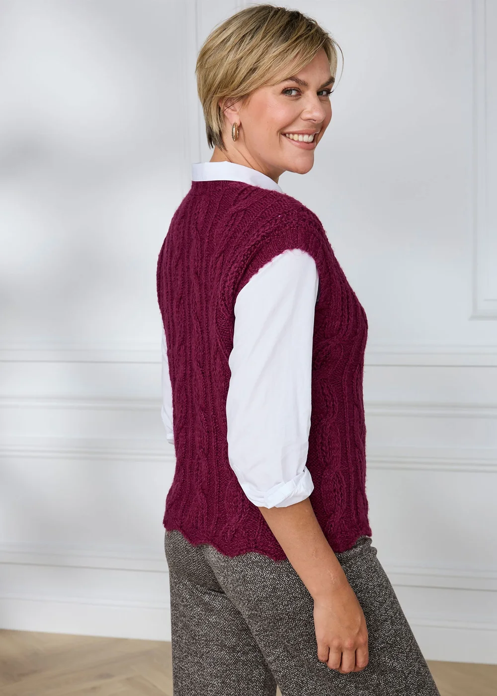 Cotton Traders Ruby Pointelle Crew Neck Vest - 18 Image 3