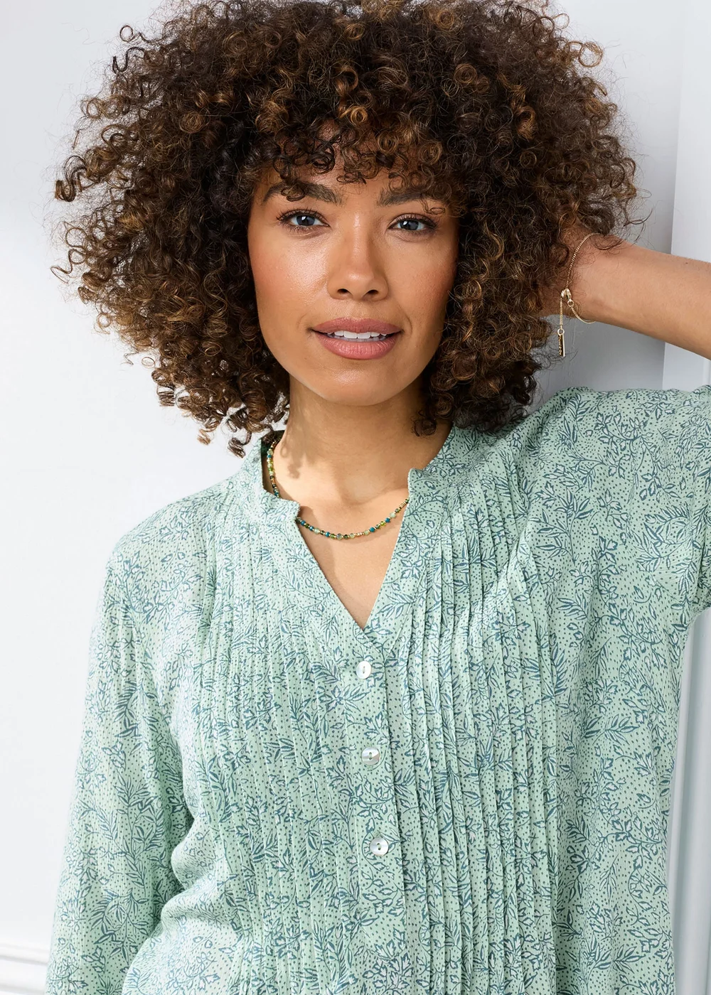 Cotton Traders Iced Mint Printed Crinkle Tunic - 10 Image 4