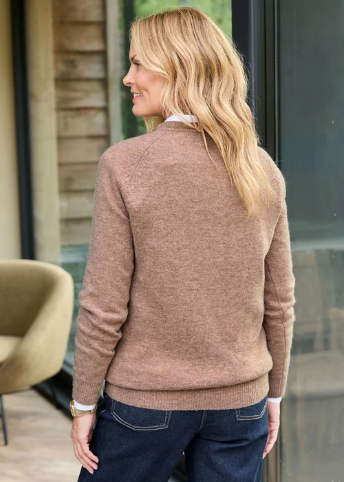Cotton Traders Oatmeal Lambswool Rich Crew Neck Jumper - 10 Image 3