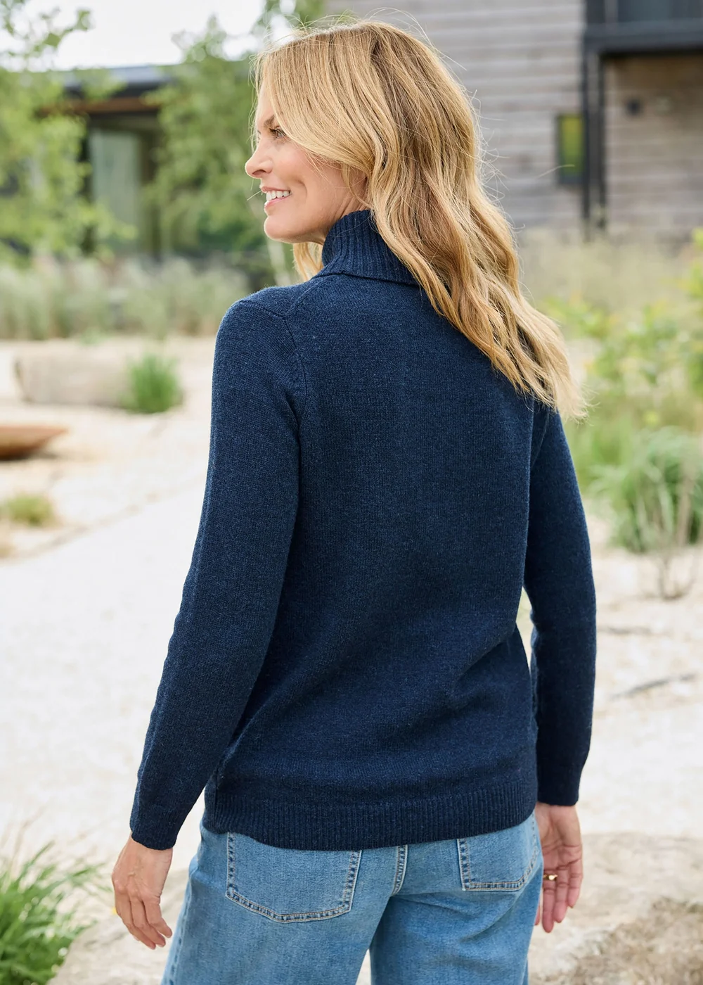 Cotton Traders Midnight Lambswool Rich Relaxed Roll Neck Jumper - 12 Image 3