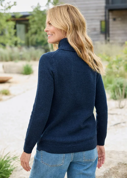 Cotton Traders Midnight Lambswool Rich Relaxed Roll Neck Jumper - 12 Image 3
