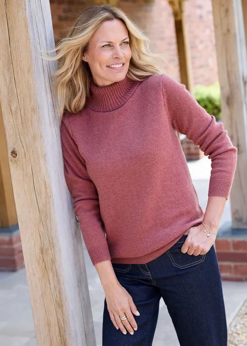 Cotton Traders Vintage Rose Lambswool Rich Relaxed Roll Neck Jumper - 14 Image 2