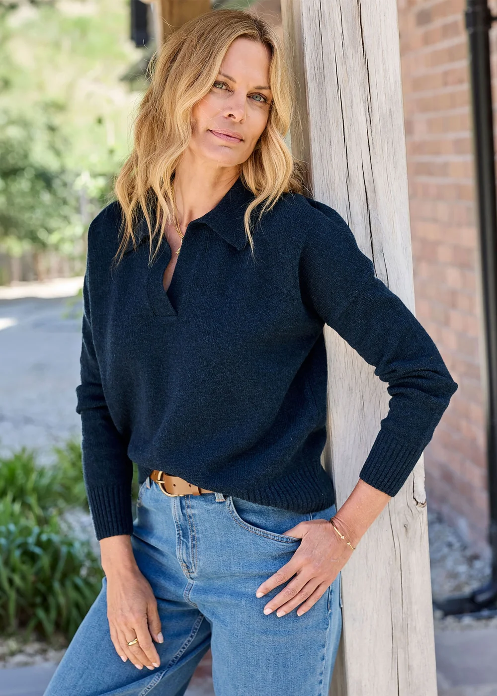 Cotton Traders Midnight Lambswool Rich Collared Jumper - 22 Image 1