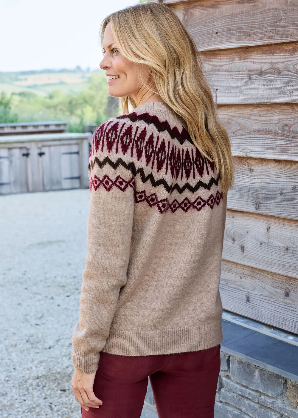 Cotton Traders Stone Fair Isle Crew Neck Jumper - 12 Image 3