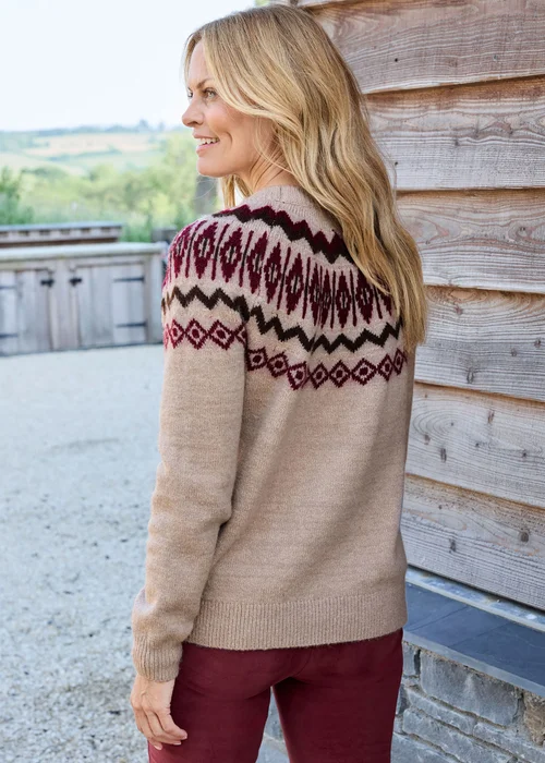 Cotton Traders Stone Fair Isle Crew Neck Jumper - 12 Image 3
