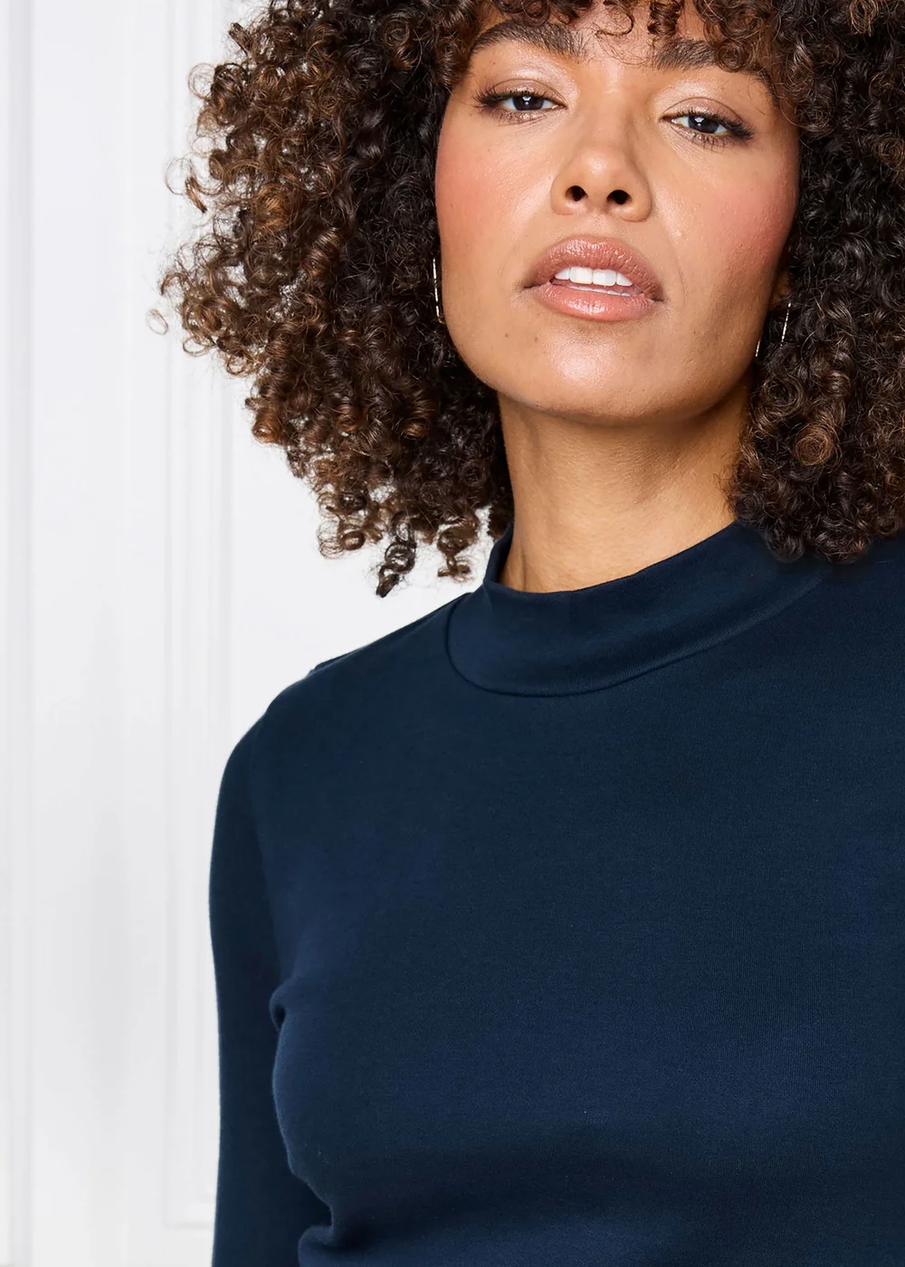 Cotton Traders Navy Wrinkle Free Long Sleeve Turtleneck Top - 16 Image 4