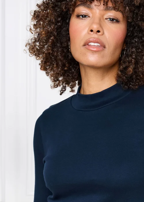 Cotton Traders Navy Wrinkle Free Long Sleeve Turtleneck Top - 16 Image 4