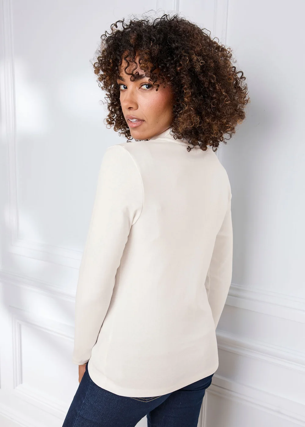 Cotton Traders Pale Cream Wrinkle Free Long Sleeve Turtleneck Top - 18 Image 3
