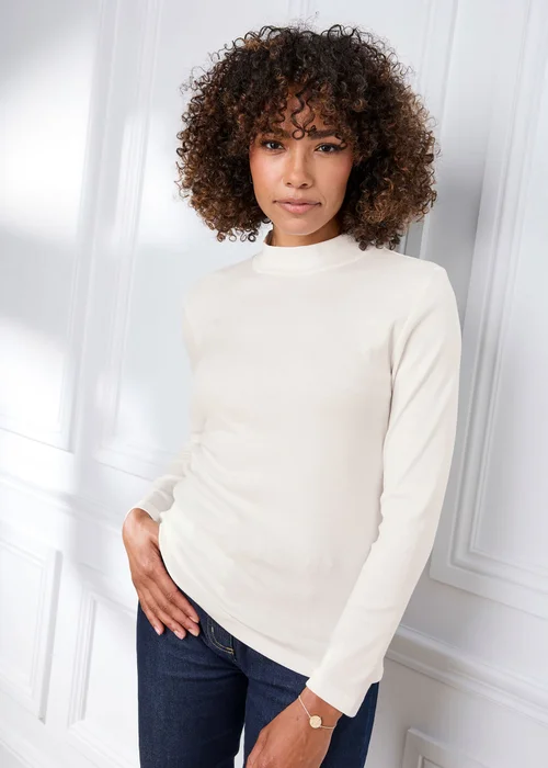Cotton Traders Pale Cream Wrinkle Free Long Sleeve Turtleneck Top - 18 Image 2