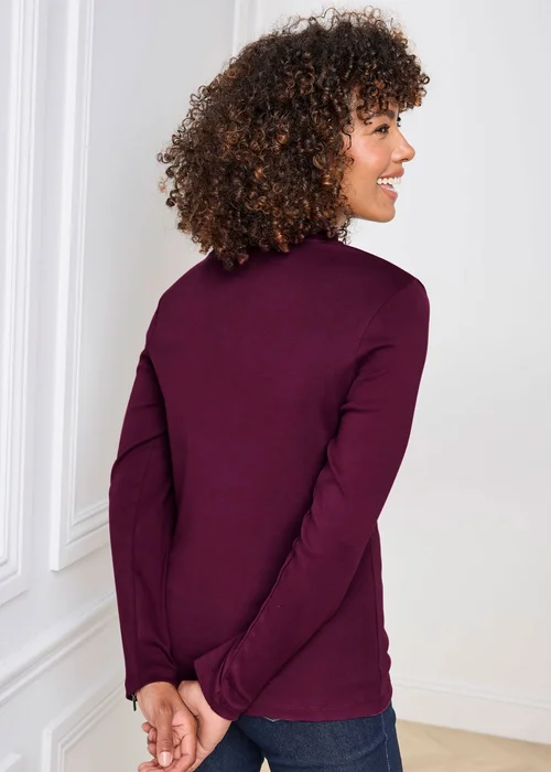 Cotton Traders Berry Wrinkle Free Long Sleeve Turtleneck Top - 10 Image 3