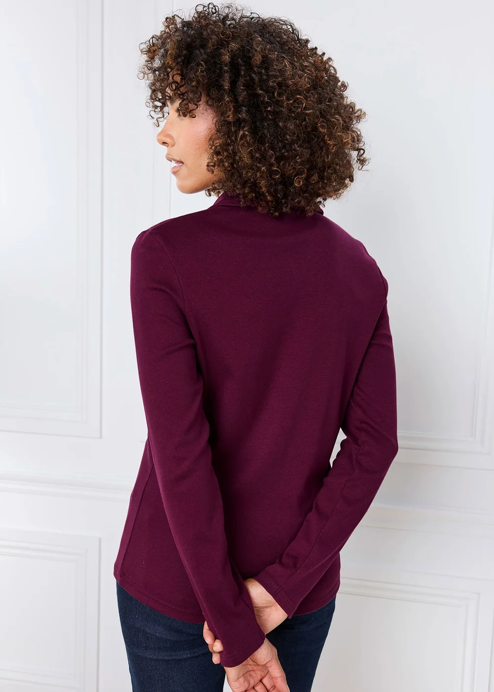 Cotton Traders Berry Wrinkle Free Long Sleeve Polo Shirt - 10 Image 3