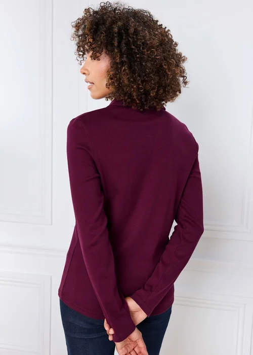 Cotton Traders Berry Wrinkle Free Long Sleeve Polo Shirt - 10 Image 3