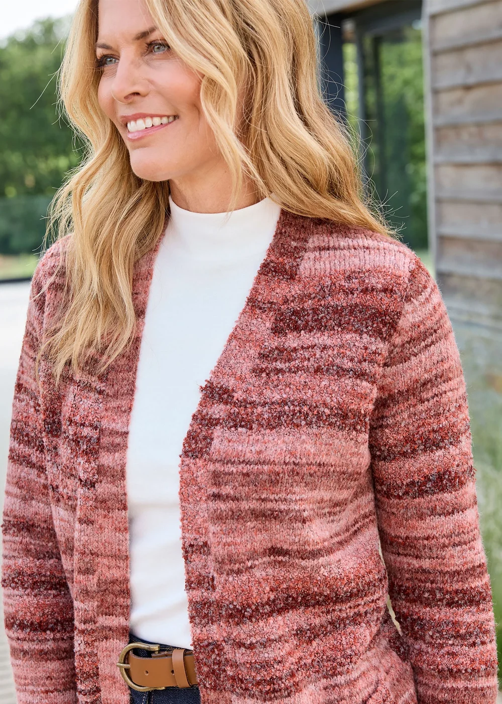 Cotton Traders Terracotta Stripe Edge to Edge Cardigan - 24 Image 4