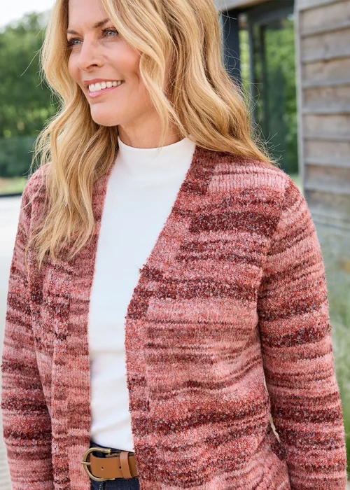 Cotton Traders Terracotta Stripe Edge to Edge Cardigan - 24 Image 4