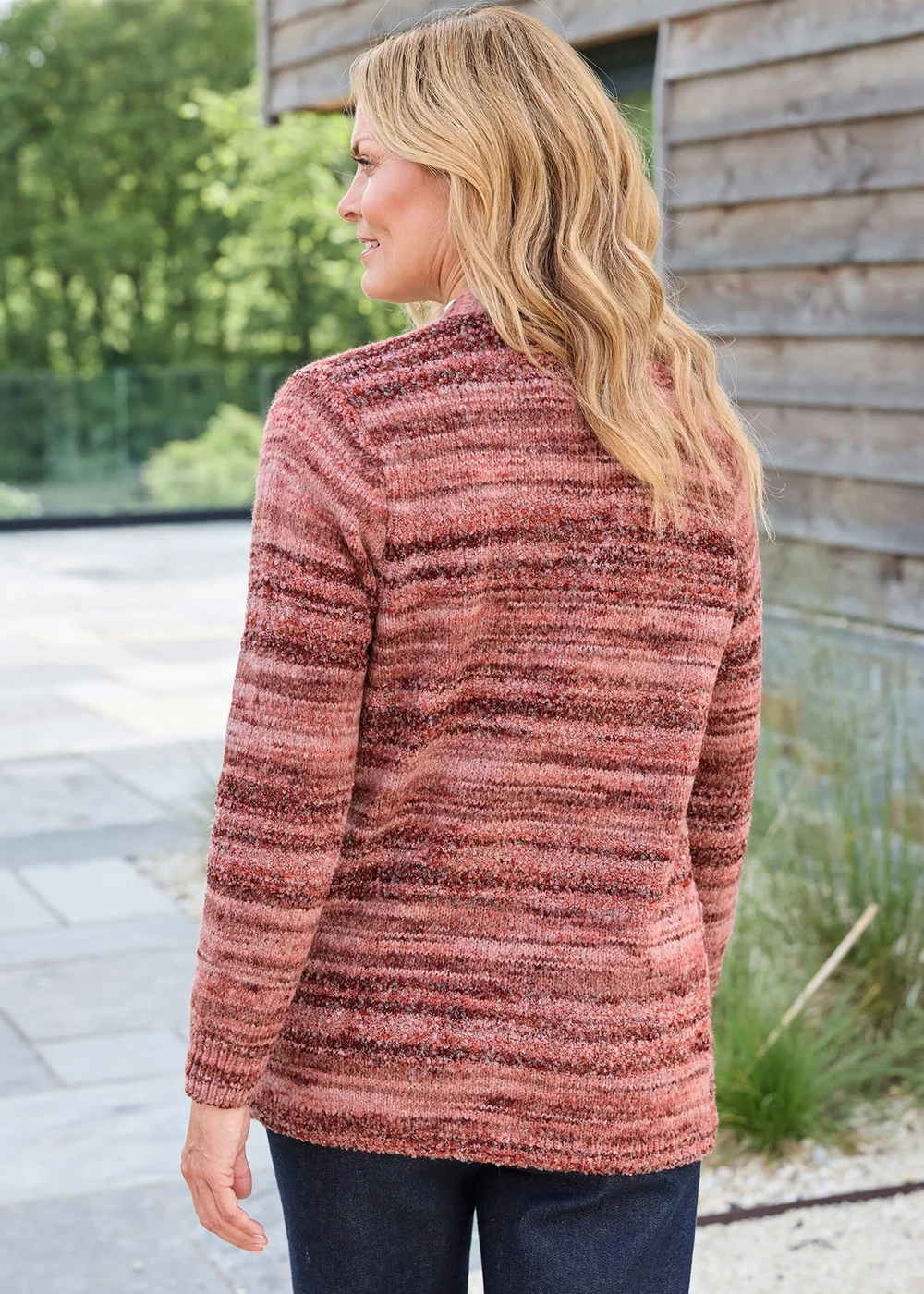 Cotton Traders Terracotta Stripe Edge to Edge Cardigan - 24 Image 3