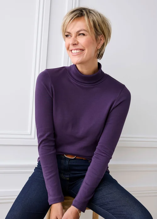 Cotton Traders Amethyst Cosy Up Long Sleeve Roll Neck Top - 20 Image 1