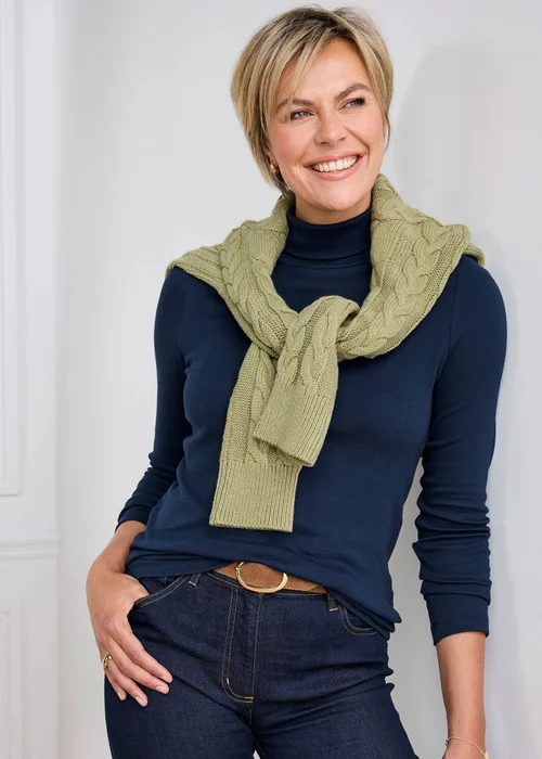 Cotton Traders Navy Cosy Up Long Sleeve Roll Neck Top - 20 Image 1