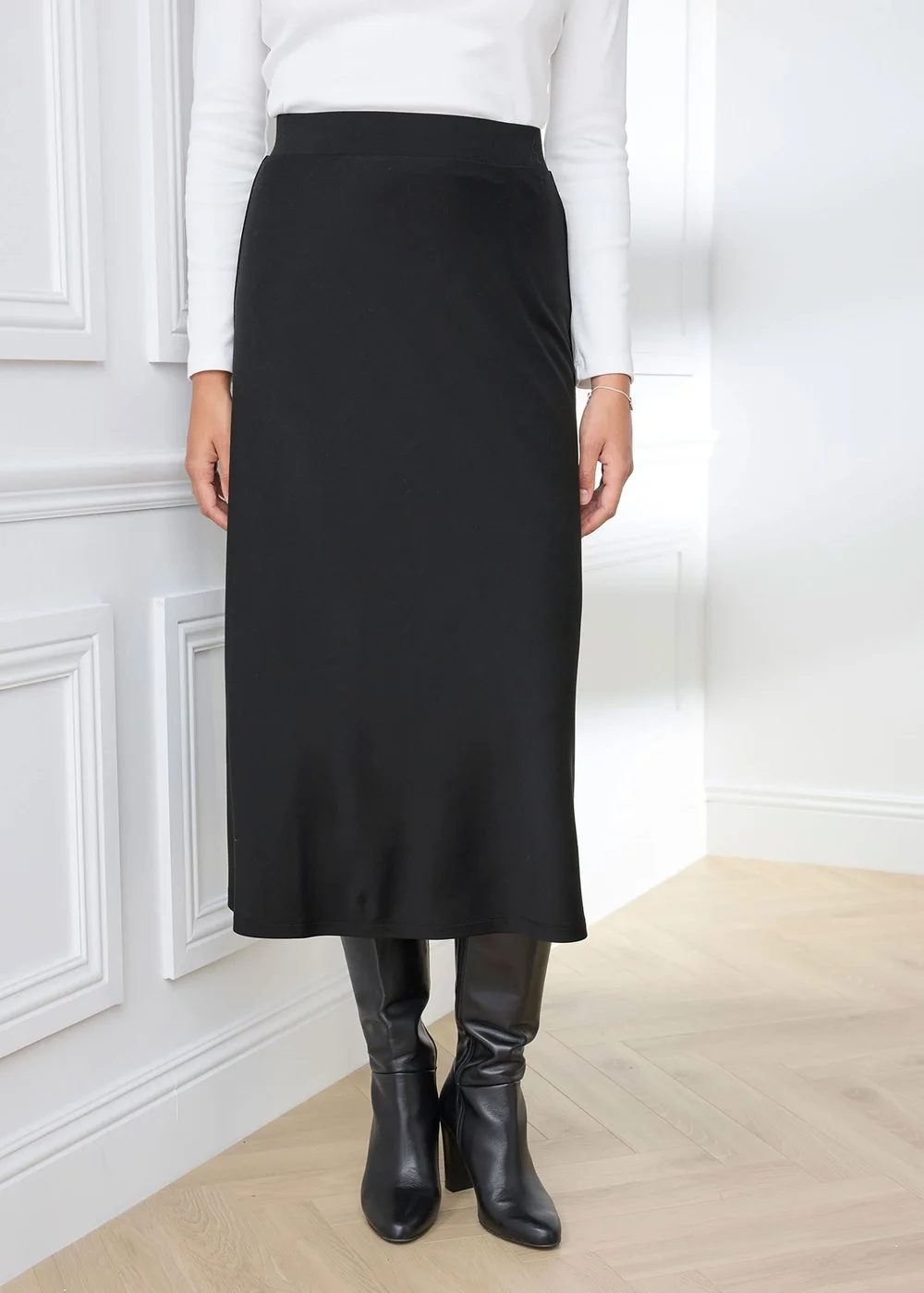 Cotton Traders Black Pull On Jersey Maxi Skirt - 10 Image 2