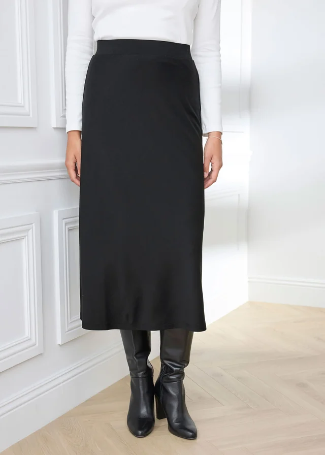 Cotton Traders Black Pull On Jersey Maxi Skirt