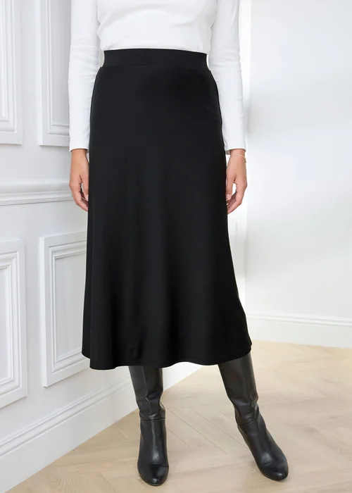 Cotton Traders Black Pull On Jersey Maxi Skirt - 10 Image 1